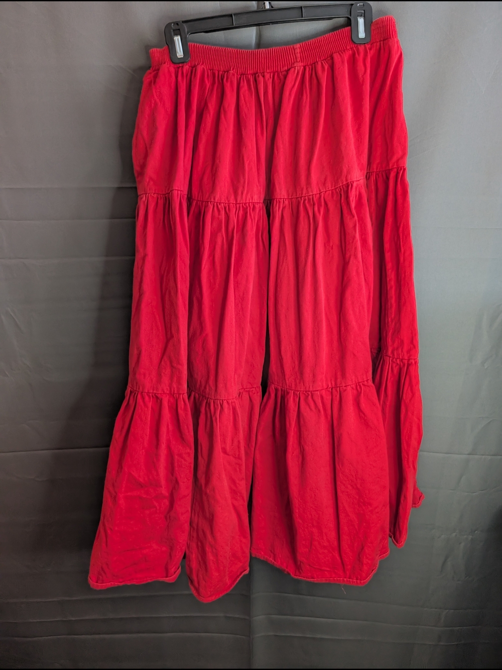 VTG Rockmount Ranch Wear Red Tiered Maxi Prairie Skirt 100% Cotton USA Sz 22/24